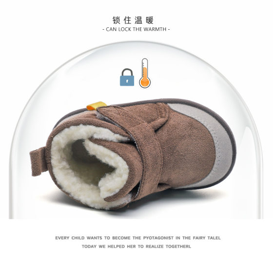 Winter baby snow boots 1-2-3-4 year old baby soft bottom toddler shoes plus velvet padded non-slip large cotton shoes wholesale