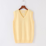 Трикотажная цветная студенческая юбка в складку, японский жилет, демисезонный трикотажный свитер, оптовые продажи, 15 цветов, V-образный вырез