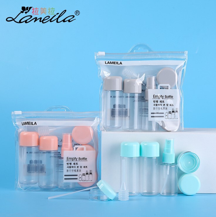 Ramila travel cosmetic bottle 8-piece spray bottle sub-bottle facial cream box stick with storage bag LA1077