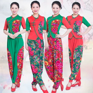 云裳广场舞《丰收中国》同款服装中袖套装喜庆秧歌服扇子舞服1801