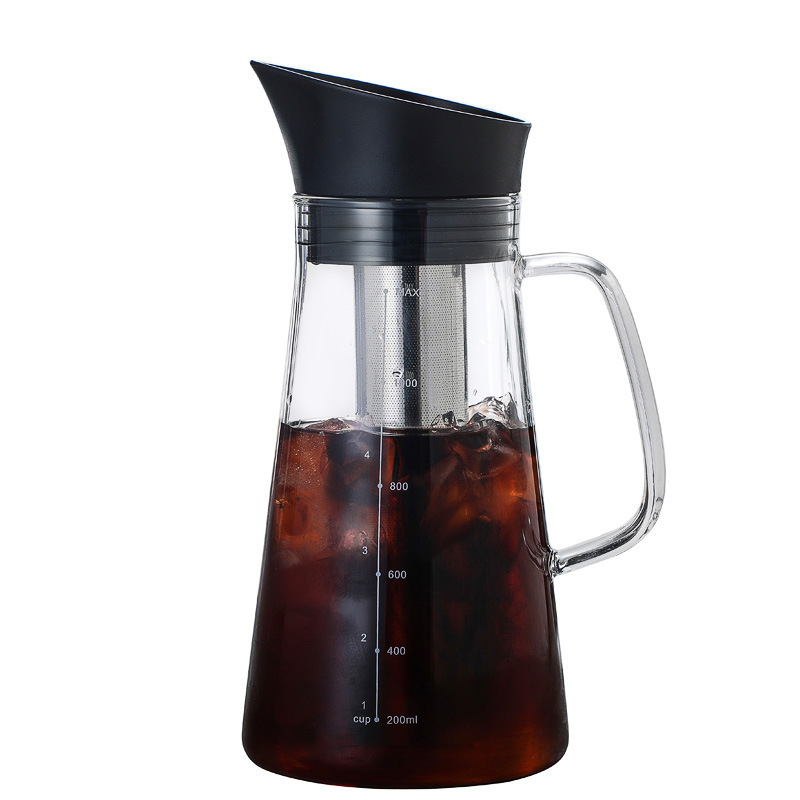 Fábrica al por mayor de vidrio cerveza extracción en frío olla de café compartiendo olla tetera de borosilicato hervidor frío