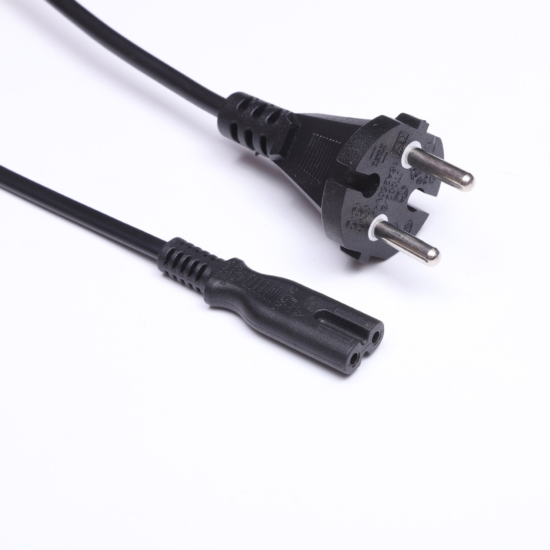 厂家供应AC电源线 纯铜0.75平方 欧规电源线两扁插头线开关八字尾