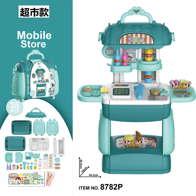 Transfronterizo de los niños de simulación de cocina vajilla traje de vestir herramientas supermercado play House crossbody bolso de hombro médico de juguete