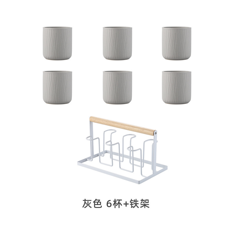 Seis tazas + Marco de hierro-Gris