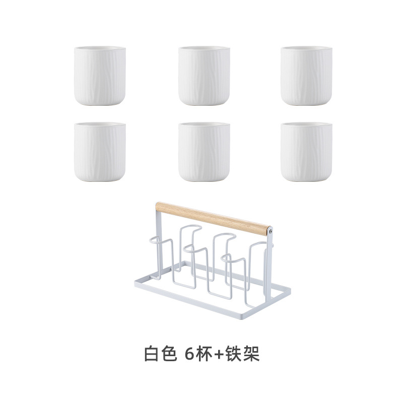 Seis tazas + Marco de hierro-Blanco