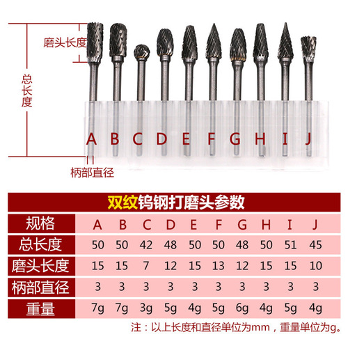 Tungsten Carbide Grinding Head with Titanium Coating, Rotary File Grinding Head for Woodworking, Wood Carving, and Root Carving Set