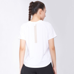 メッシュの大きいサイズの運動t袖の女性のゆったりしたフィットネスの短いシャツの丸首のヨガの服の上着のジムの半分の袖の女性
