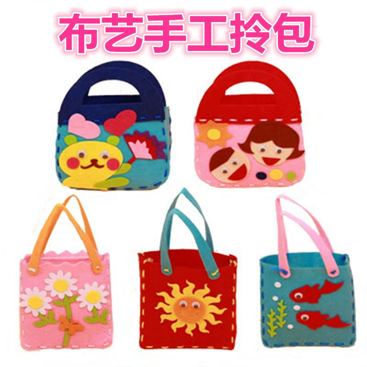 Felt Non-Woven Craft Bag Kit, DIY Handmade Purse Materials, 15×19 cm, Kids Craft Set