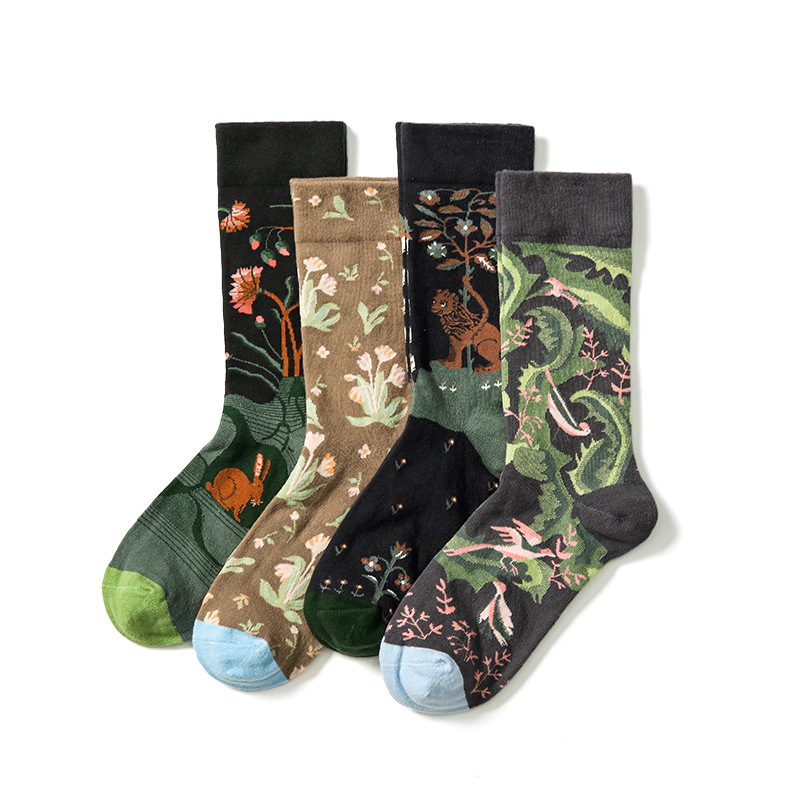 Cotton Crew Socks For Women Autumn Winter Trendy Jacquard Pattern_voghion.com