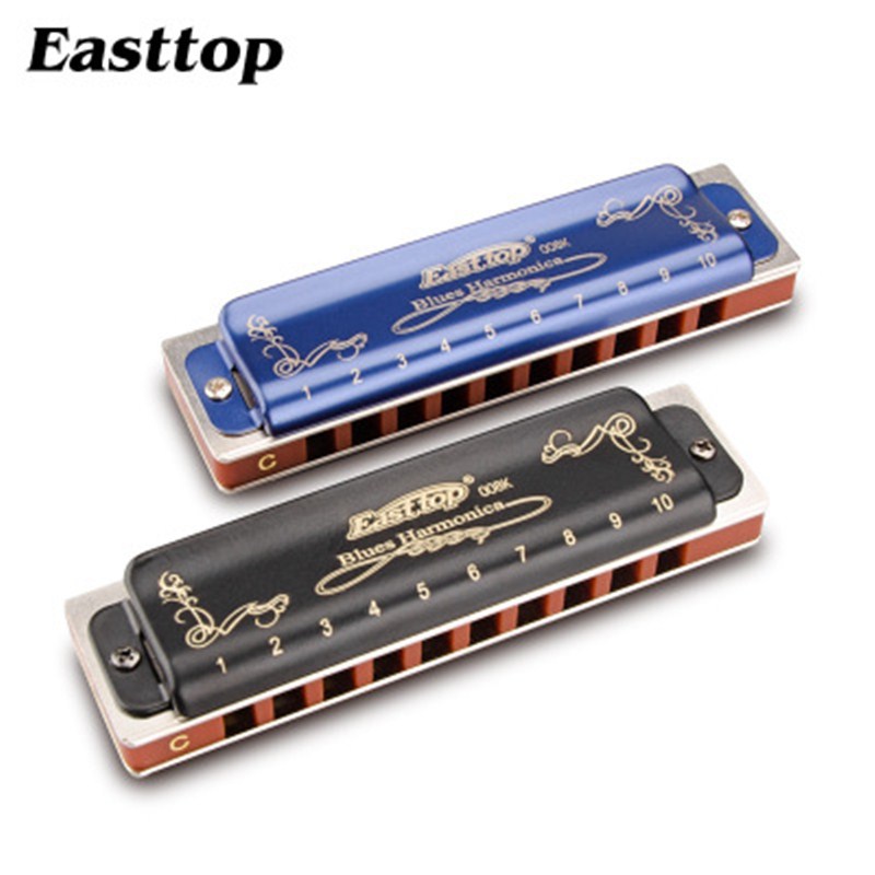 EASTTOP Oriental trípode de 10 hoyos Blues armónica adulto principiante instrumento musical 12 tono Paddy escala