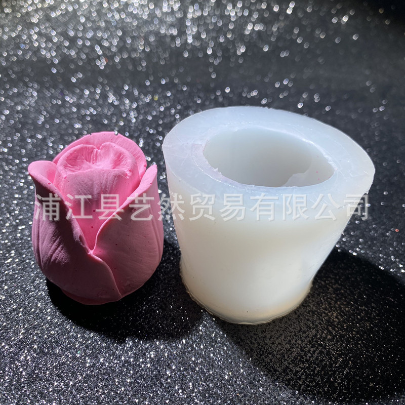 Tridimensional Rose mousse pastel molde a mano jabón hielo talla aromaterapia yeso DIY hornear epoxi arcilla Decoración