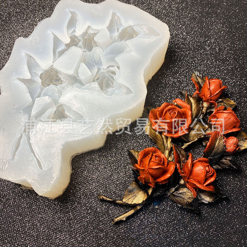 Un montón de Rosa molde de silicona DIY hecho a mano de cristal epoxi aromaterapia yeso fragante piedra Decoración de mesa Accesorios
