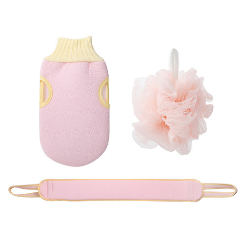 Three-piece set of bath towels, bath towels, thickened mud and decontamination bath balls, combination set, long back rub towels