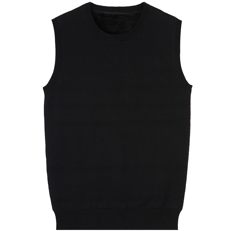 2023 осенне-зимний Новый мужской свитер с круглым вырезом на флисовой подкладке, жилет, свитер, жилет, однотонный тонкий жилет, мужской