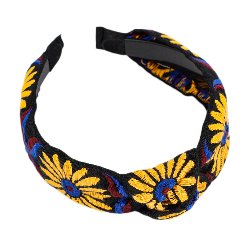 Corea del Sur tocado vintage bohemio Totem bordado estilo étnico anudado diadema europea y americana banda de Pelo elástico B503