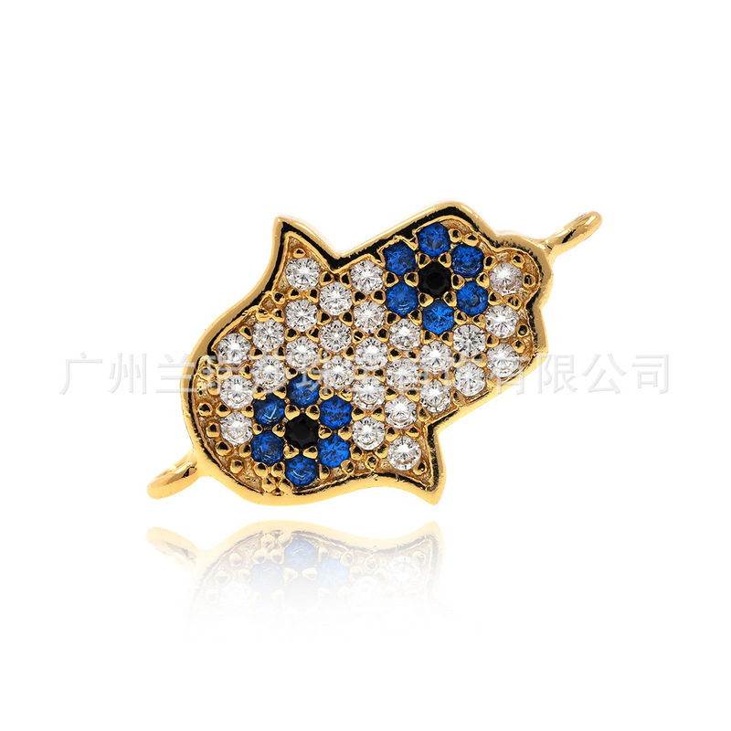 Devil's Eye Palm Connector 18K Gold Plated Hamsa Hand Pendant diy Jewelry Bracelet Necklace Accessories