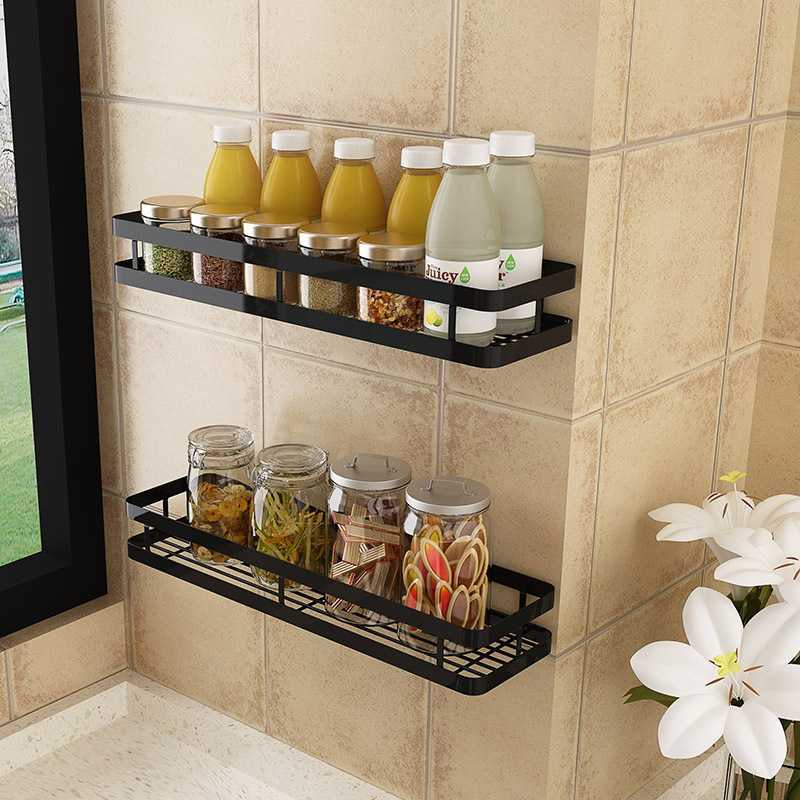 Kitchen Seasoning and Bathroom Toilet Wall-Mounted Storage Rack, No-Drill Spice Rack, Cabinet Storage Wall-Mounted Style