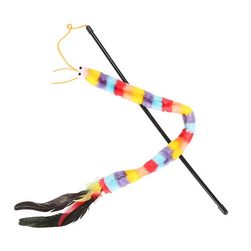 Cat toys rainbow caterpillar feather wand pet cat toy pet supplies factory cross-border exclusive