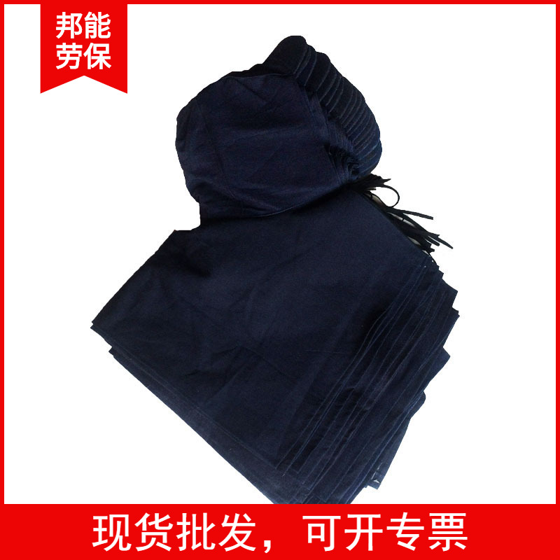 牛仔布披肩帽系带工作帽帆布劳保风帽工作搬运装卸工