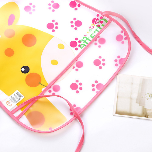Summer children's EVA vest bib baby painting smock cartoon no-wash eating pocket reverse dressing sleeveless waterproof