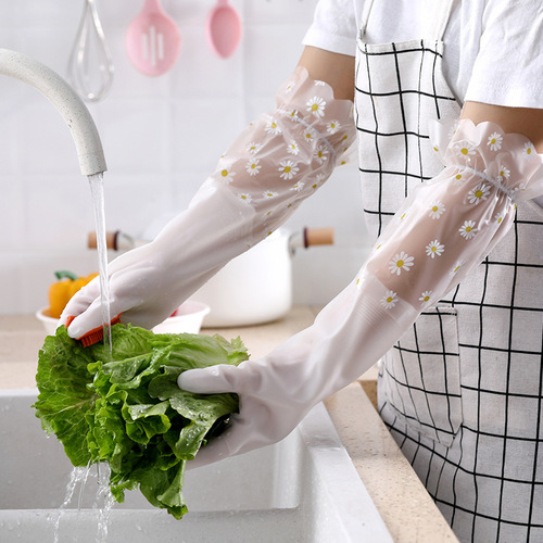 Finger scrubber dishwashing gloves Household cleaning waterproof anti-slip kitchen durable silicone floor stall laundry rubber gloves