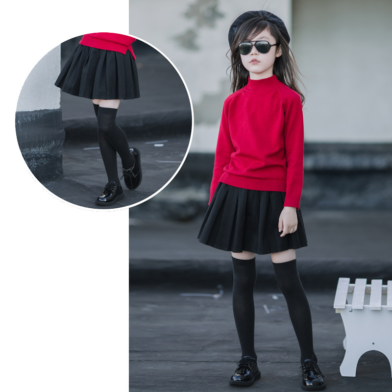 Falda plisada de moda para niñas falda infantil Otoño e Invierno Falda de niña japonesa 10-15 años