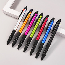 厂家直销三色触控笔 多色圆珠笔 三色按动触屏笔 广告笔礼品笔