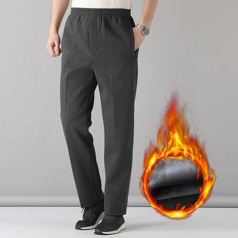 Pantalones deportivos de verano, primavera y otoño para hombre, talla grande, cintura alta, pierna recta, forro polar para otoño e invierno, casual, cintura alta, adelgazantes.