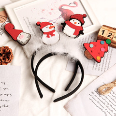2023 Cross-border Bestselling Christmas Novelty Headband Festive Ornament for the Elderly Christmas Tree Snowman Feather Spring Hair Accessory