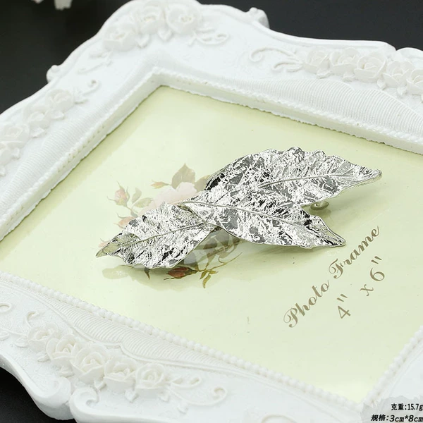 Silver three leaves hair clip 0040