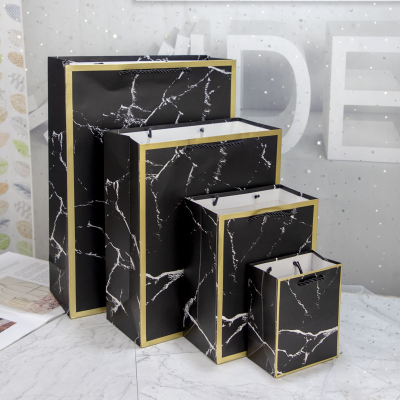 Cumpleaños navidad maestro día de san valentín marco de imagen simple negro de gran tamaño ins estilo bolsa de regalo bolsa de papel portátil