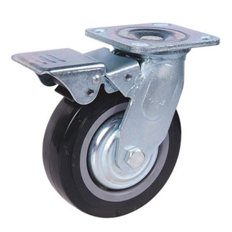 带盖刹车单轮万向脚轮 物流机电设备聚氨酯轮 丝杆脚轮手推车轮子