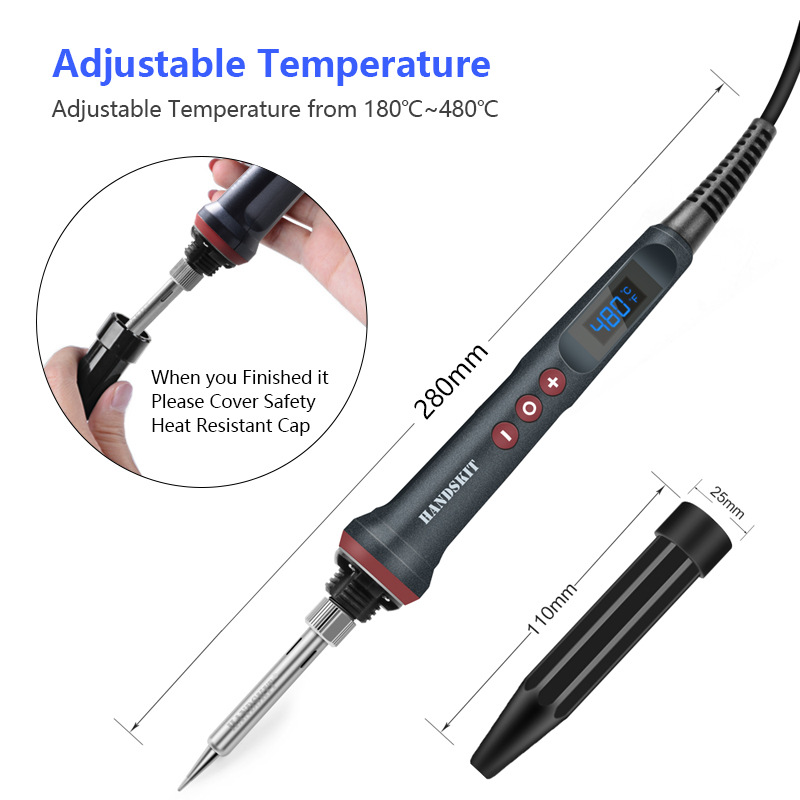 90W de alta potencia digital pantalla LCD eléctrica soldador 110V / 220V temperatura ajustable 4 núcleo soldadura
