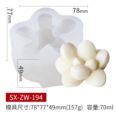 Sanxin tridimensional suculenta silicona vela molde DIY aromaterapia vela fragante piedra yeso pudín pastel herramienta de molienda