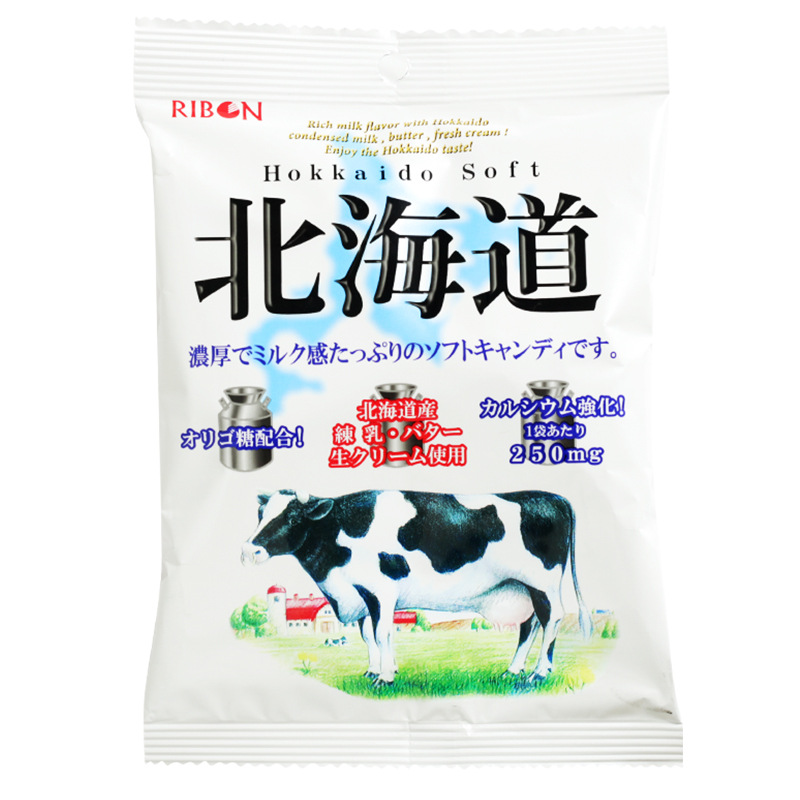 日本进口休闲小零食品 理本 特浓北海道牛乳糖牛奶糖110g软糖喜糖