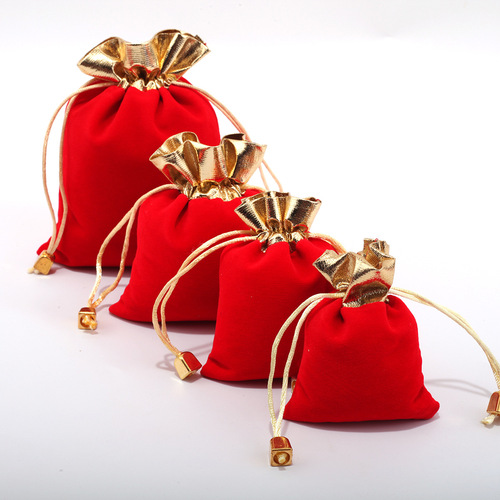 Manufacturer supplies velvet drawstring pockets, lucky bags with gold edges and gold mouth, jewelry, sugar bags wholesale