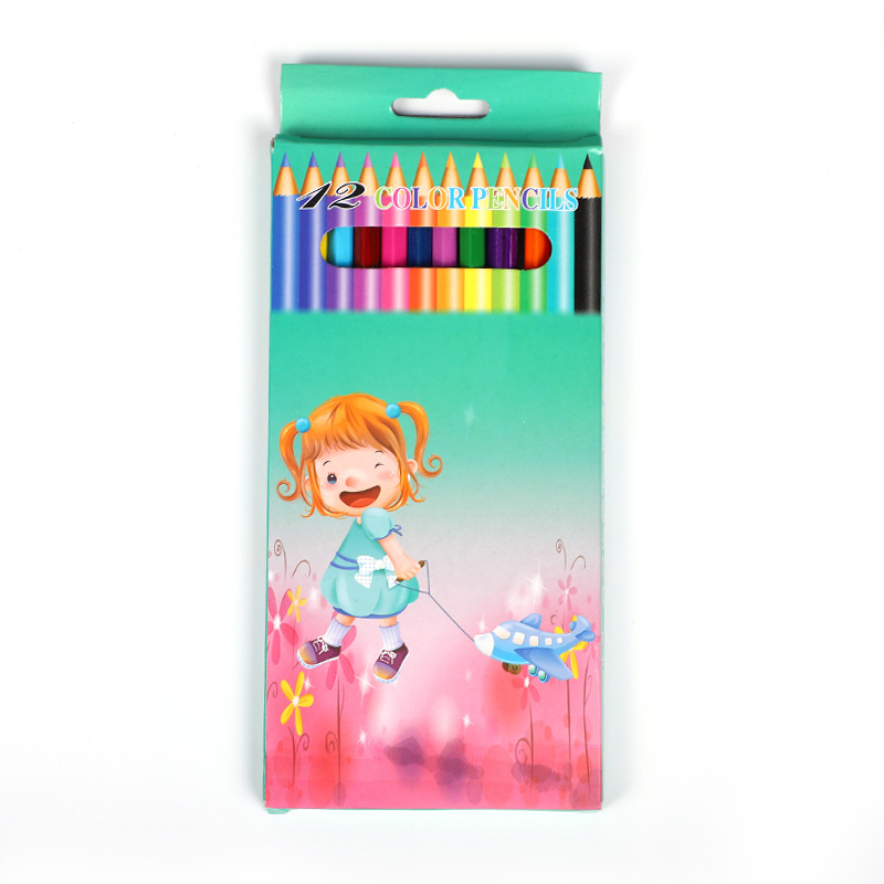 12 color lápiz logo Papelería para niños pequeño regalo pintura para niños regalo de jardín de infantes al por mayor