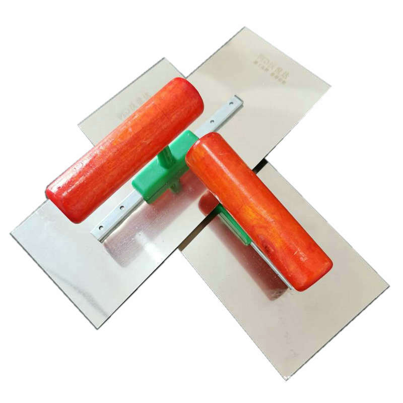 Mango de madera tablero de yeso masilla espátula albañilería herramientas de construcción de acero inoxidable empuje cuchillo barro espátula