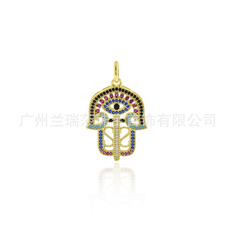 Copper Plated 18K Real Gold Eco-Friendly Palm Pendant Hamsa Pendant DIY Jewelry Bracelet Necklace Earrings Accessories