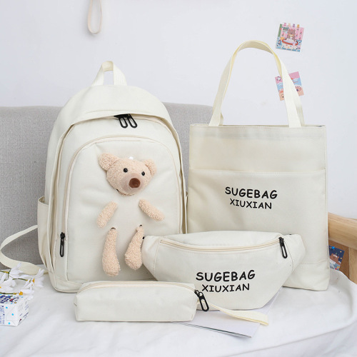 ins school bag Korean version Harajuku style ulzzang backpack junior and high school college student forest style four-piece backpack