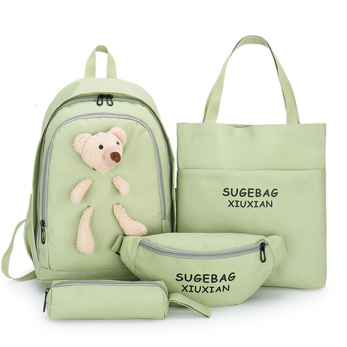 ins school bag Korean version Harajuku style ulzzang backpack junior and high school college student forest style four-piece backpack
