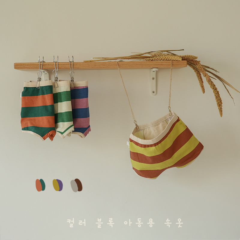 N005 children's underwear wholesale only one children's underwear wide strip color matching four corner baby boys and girls pure cotton boxer shorts
