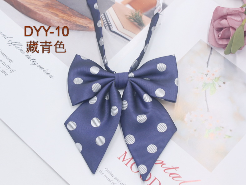 Fabricante en stock niñas punta pluma raíz pajarita estilo coreano casual color sólido arco gran lunares JK uniforme collar flor