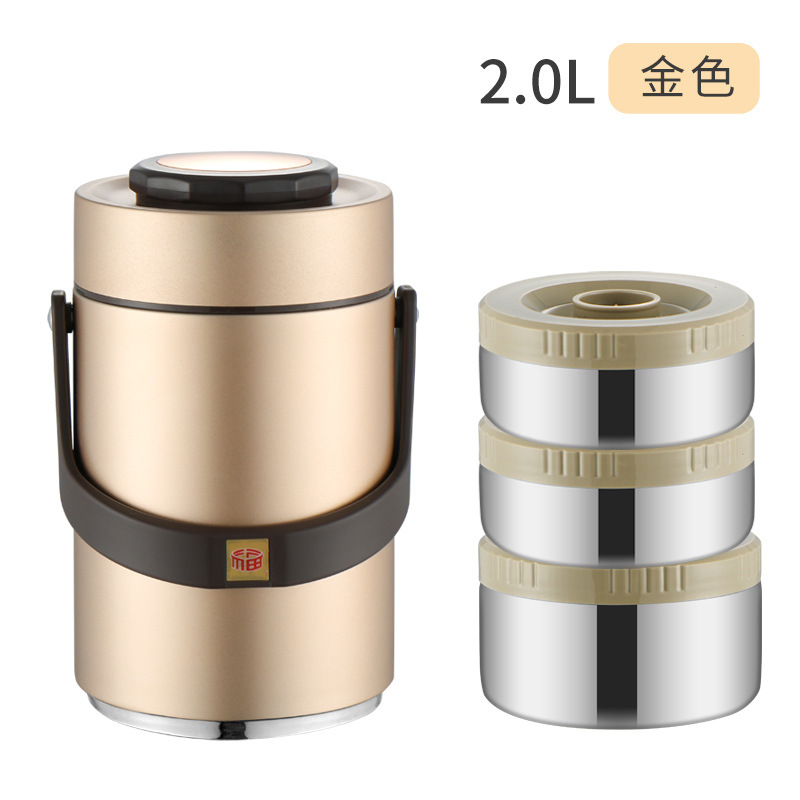 Olla de elevación al vacío de acero inoxidable 304 Fiambrera de aislamiento multicapa Fiambrera sellada para estudiantes adultos Fiambrera multicapa