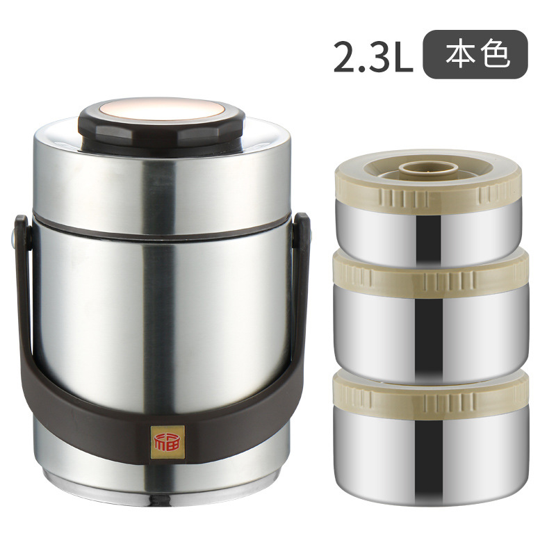 Olla de elevación al vacío de acero inoxidable 304 Fiambrera de aislamiento multicapa Fiambrera sellada para estudiantes adultos Fiambrera multicapa