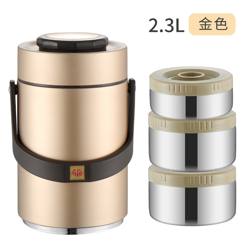 Olla de elevación al vacío de acero inoxidable 304 Fiambrera de aislamiento multicapa Fiambrera sellada para estudiantes adultos Fiambrera multicapa