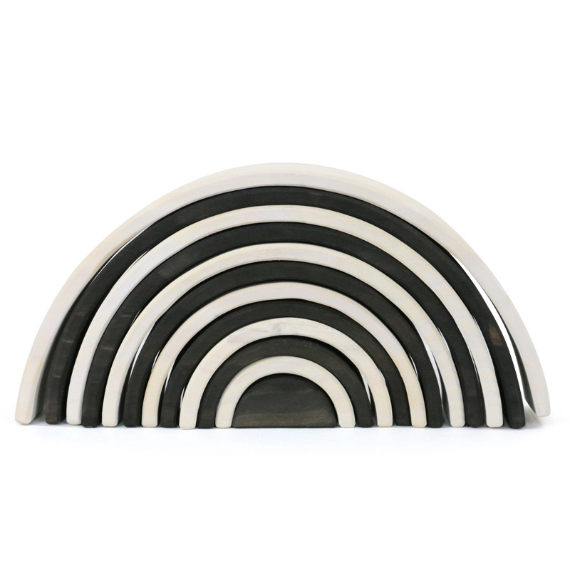 Grimm fábrica al por mayor juguetes de madera inteligencia del bebé torre de educación temprana juguetes educativos para niños bloques de construcción del arco iris