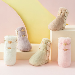 Children's Autumn/Winter Shoes Newborn Baby Outdoor Warm Foot Cover 0-1 Year Anti-Slip Soft Sole Learning Shoes Long Pants