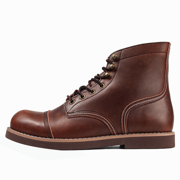 American Retro Cowhide Workwear Men's Boots, Autumn and Winter Oil Wax Leather Military Boots, Trendyy Short Boots, Outdoor Boots for Men 8111