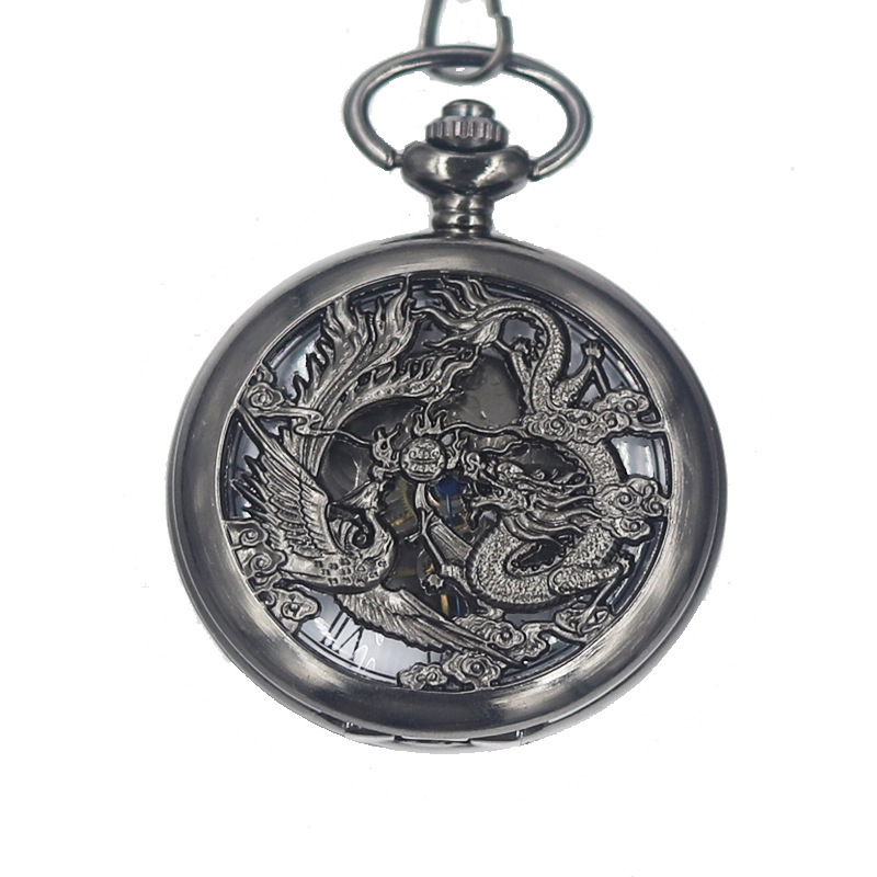 High-grade high-quality large pocket watch hanging watch retro style dragon and phoenix mechanical watch mechanical pocket watch foreign trade Amazon ebay